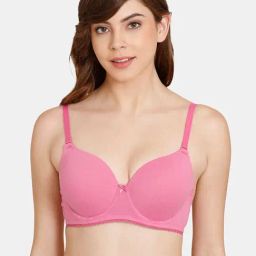 Rosaline by Zivame Pink Under-Wired T-Shirt Bra-image-13