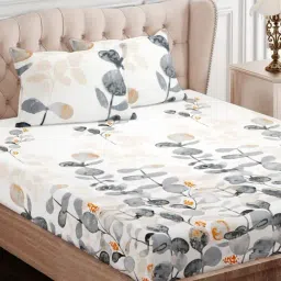 SEJ by Nisha Gupta Floral Blue 210 TC Cotton Double Bed Sheet with 2 Pillow Covers-image-21