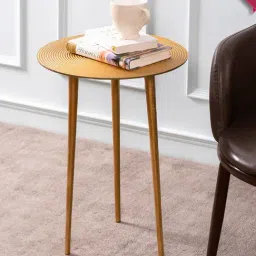 Nestroots Printed Gold Aluminium Contemporary Side Table - Set of 2-image-57