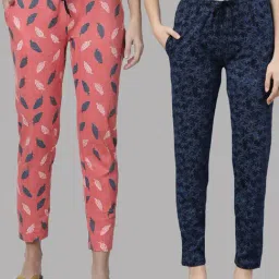 Kryptic Navy & Pink Printed Pure Cotton Elasticated Waist Band Regular Fit Pyjamas - Pack of 2-picture-45