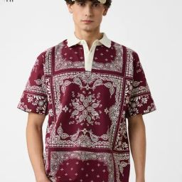 The Souled Store Red Cotton Paisley T-Shirt-image-58
