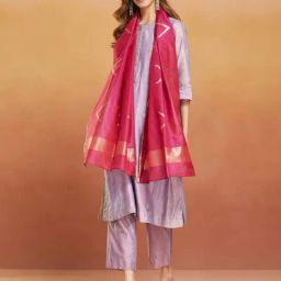 Fabindia Pink Woven Pattern Stole-picture-21