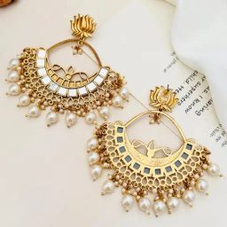 Abdesigns Gold-Tone Plated Enchanting Chand Bali Earrings image 5