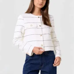 Forever New White Stripes Jacket-image-33