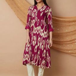 Melange By Lifestyle Pink Regular Fit Printed Kurta-picture-0