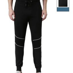 Force NXT Black & Charcoal Melange Cotton Regular Fit Joggers - Pack Of 2-image-3