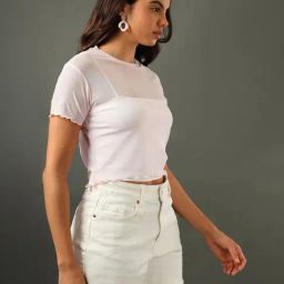Bewakoof Pink Slim Fit Solid Short Top-33