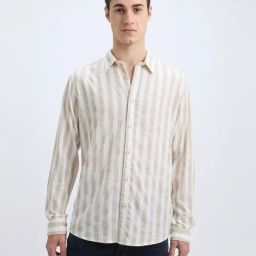 Pepe Jeans Beige Cotton Regular Fit Striped Shirt-picture-4