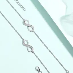 Zavya Endless Glamour Infinity Cubic Zirconia Rhodium-Plated Bracelet Set-image-91
