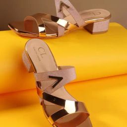 Carlton London Women's Rose Gold Cross Strap Sandals-image-25