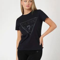 Guess Black Cotton Print Short sleeve T-Shirt-image-40