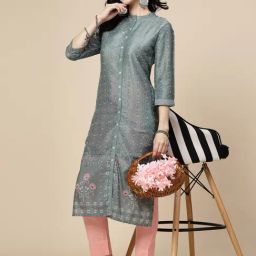 RAMAS Grey Printed A Line Kurta-picture-12