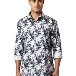 Park Avenue Blue Slim Fit Printed Shirts-image-97