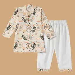Desi Soota Boys Cream Cotton Printed Kurta Set-picture-25