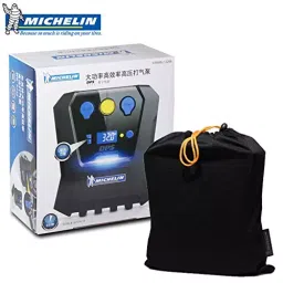 MICHELIN 12266 High Power Rapid Tyre Inflator with Pre-Set, USB Mobile Charging, 12V DC socket, LED Lights, and large back lit display Black and Blue image 5