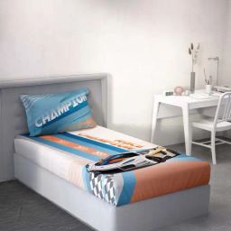 Ddecor Live beautiful Little Brats Blue & White 144 TC Cotton Single Bedsheet with 1 Pillow Cover-image-94