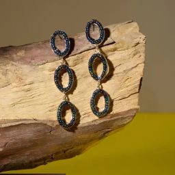 Zaveri Pearls Blue Beads Embellished Classy Contemporary Drop Earring-80