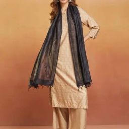 Fabindia Black Woven Pattern Stole-picture-37