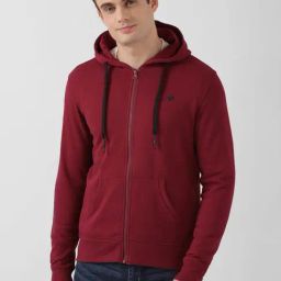 Peter England Maroon Regular Fit Hooded Sweatshirt-image-48