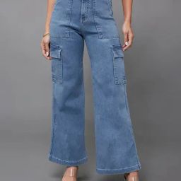 Miss Chase Blue Flared Fit High Rise Stretchable Jeans-picture-24