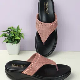 Simplex Footwear Women Embellished T Strap Flats-image-37