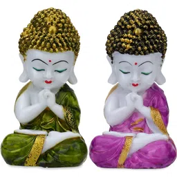 Aura White & Purple 2 Pieces Buddha Idol Showpieces-image-48