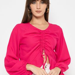 Ruhaans Women Solid V-Neck Top-image-4