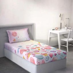 Ddecor Live beautiful Little Brats Pink 144 TC Cotton Single Bedsheet with 1 Pillow Cover-image-2
