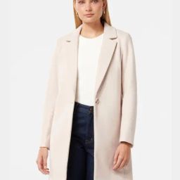 Forever New Cream Regular Fit Solid Coat-picture-1