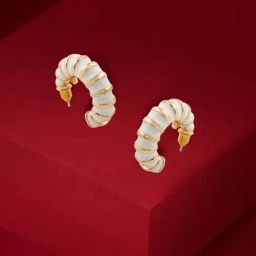 Zaveri Pearls White Enamel Classy Contemporary Semi Stud Earring-60