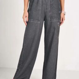 Ajile by Pantaloons Charcoal Grey Plain Trousers-image-71