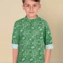 Allen Solly Junior Green Cotton Printed Full Sleeves Shirt-picture-27
