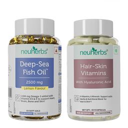 Neuherbs Set Of 2 Omega 3 Fish Oil 2500mg & Hair Skin Vitamins - 60 N & Softgels-image-7