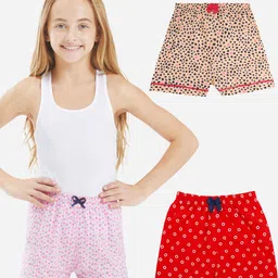 Bodycare Kids Girl's Shorts Cotton Peach & Red Pack of 2 Suitable for All Day Wear-image-71