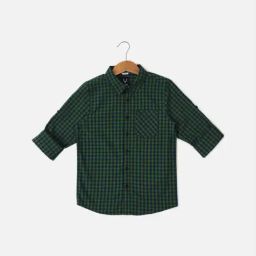 Allen Solly Junior Green & Blue Cotton Chequered Full Sleeves Shirt-picture-11