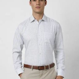 Van Heusen White Cotton Regular fit Print Shirt-image-50