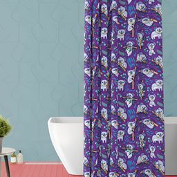 ArtzFolio Blue and White Graphic Printed Waterproof Shower Curtain-image-99