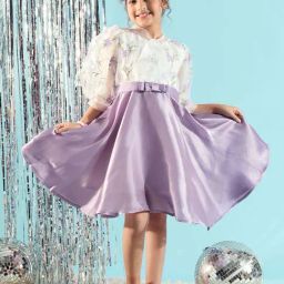 Peppermint Kids Purple & White Polyester Flared Fit 1 Dress-picture-28