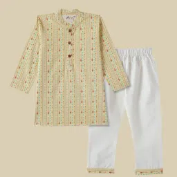 Desi Soota Boys Cream Cotton Printed Kurta Set-picture-24