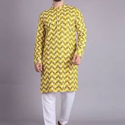 ALMORA Men Geometric Embroidered Kurta-picture-50