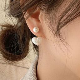 Estailo fashion Gold-Plated Pearls Heart Shaped Drop Earrings-51