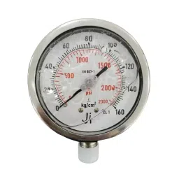 Japsin Instrumentation Industrial Glycerin Filled Pressure Gauge Analog Display 0 to 160 Kg/cm² Range 100 mm Dial Size for Industrial Use-25