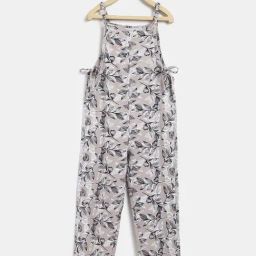 Tales & Stories Kids Beige Printed Dungaree-image-32