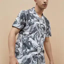 Forca By Lifestyle Grey Regular Fit Abstract Shirt-image-6
