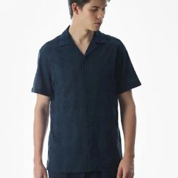 Jack & Jones Navy Relaxed Fit Embroidered Shirt-picture-5