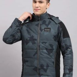 Monte Carlo Multicolored Regular Fit Quilted Hooded Jacket-image-32