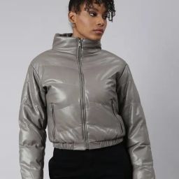 SHOWOFF Grey Regular Fit Puffer Jacket-30