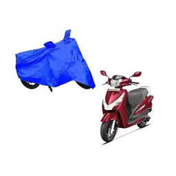 Auto Pearl Blue Matty Bike Body Cover with Mirror Pockets Buckle Belt for Hero Destini 125-image-35