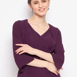 Madame Purple Polyester Solid Top-image-50