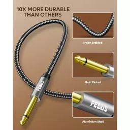 FEDUS Mono to Mono L-Shape Guitar Jack Cable Grey 1.5 m for Mixer, Microphone, Amplifier, Stereo Speaker image 4